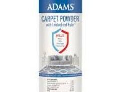 Protect your carpet from flea and tick infestations. Adams Carpet Powder works hard to kill fleas, flea eggs, flea larvae, and ticks on carpets, rugs, and furniture where fleas may hide. This flea carpet treatment contains an Insect Growth regulator (IGR), Pyriproxyfen, and the botanically-derived insecticide Linalool that kills all four stages of the flea life cycle: adults, eggs, larvae, and pupae. One 16 oz container can treat up to 400 square feet of a room, and you do not need to replace or reuse it for one full year. It kills fleas and ticks on contact. The flea-killing carpet powder prevents re-infestation and controls the area for up to 365 days. Our carpet treatment deodorizes and freshens the home with a pleasant citrus fragrance while eliminating deep-down pet odors. To use, simply shake up the canister and evenly distribute across the carpet or fabrics, and let it settle; for maximum efficacy, delay vacuuming for 24 hours. With 5% of fleas living on your pet and the remaining 95% living in your home or yard, Adams products are designed to provide you with the power to prevent pests on every front.